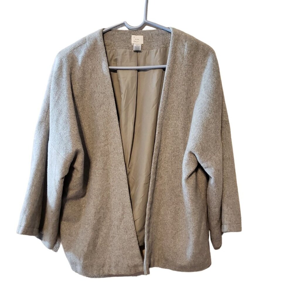 A NEW DAY  HEATHER GRAY‎ WOOL BLEND OPEN FRONT BLAZER  BOLERO JACKET   OS